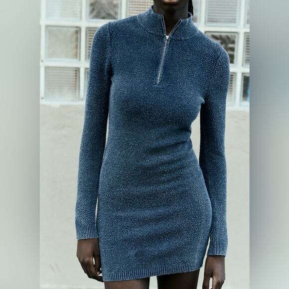 ZARA ACID WASH KNIT MINI DRESS - Picture 4 of 9